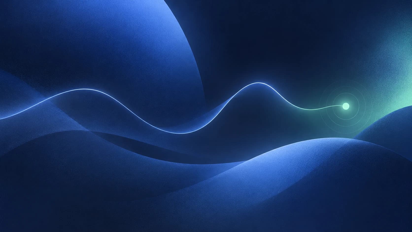 BT AI receptionist pricing guide artwork: a luminous glass telephone receiver flowing into teal voice waves.
