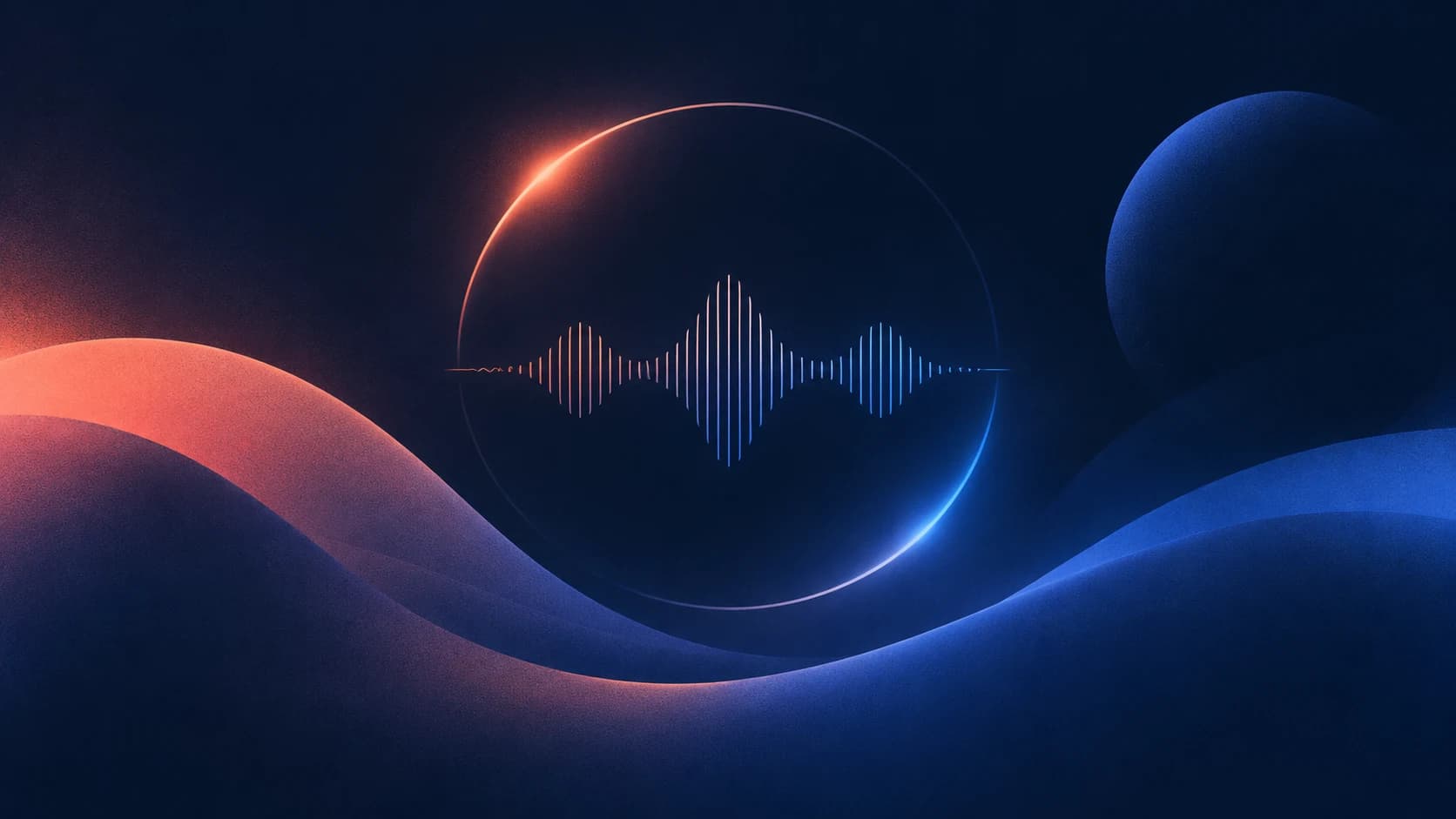 RingCentral AIR pricing guide artwork: a luminous voice signal ring with subtle blue and coral light.